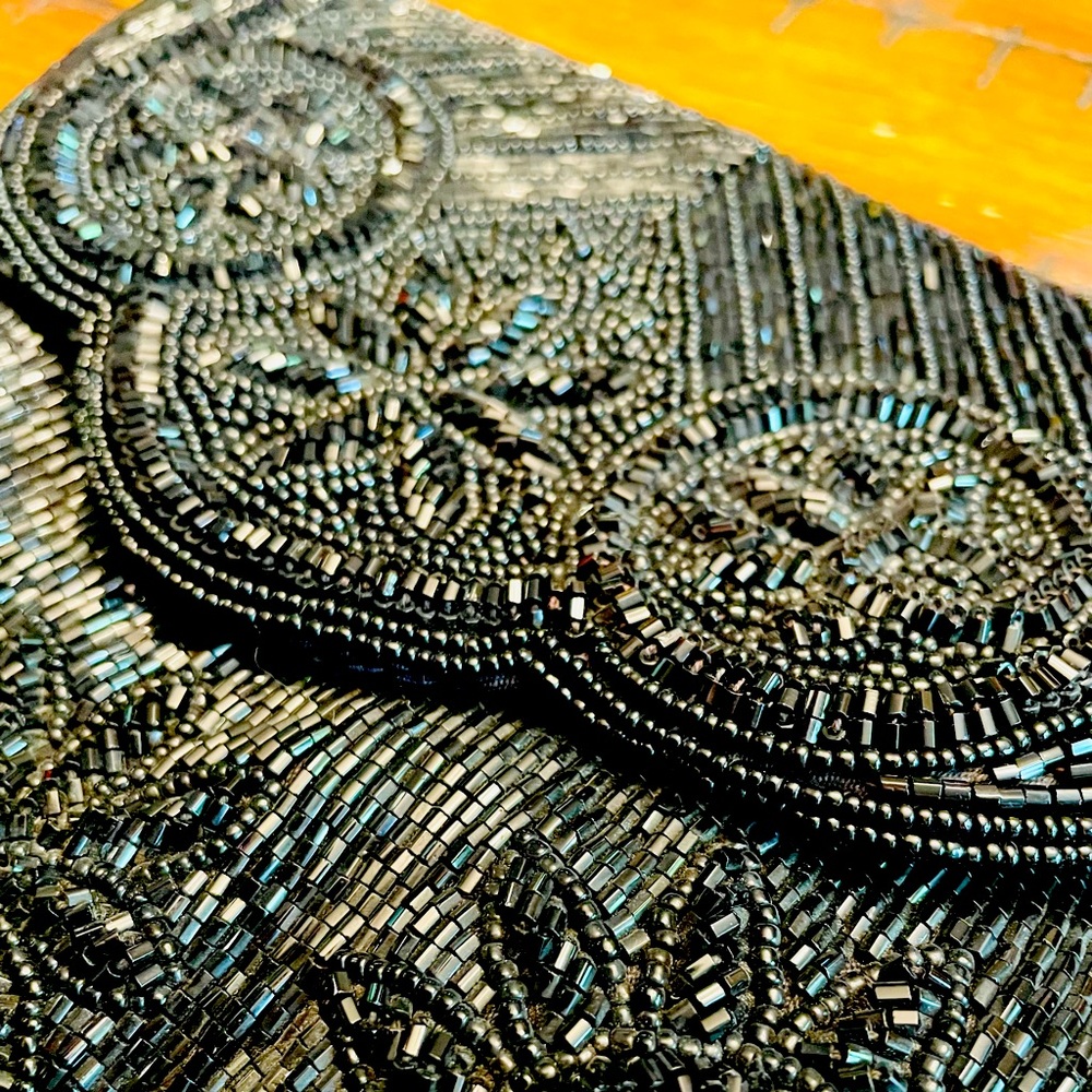 Vintage Daniele Handmade Black Beaded Clutch & Purse